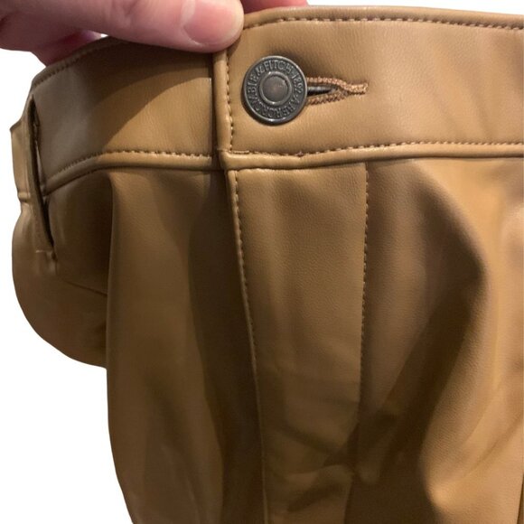 ABERCROMBIE Brown Vegan Leather Split Hem Skinny High Rise Pants Women’s Size 10 - Picture 5 of 9